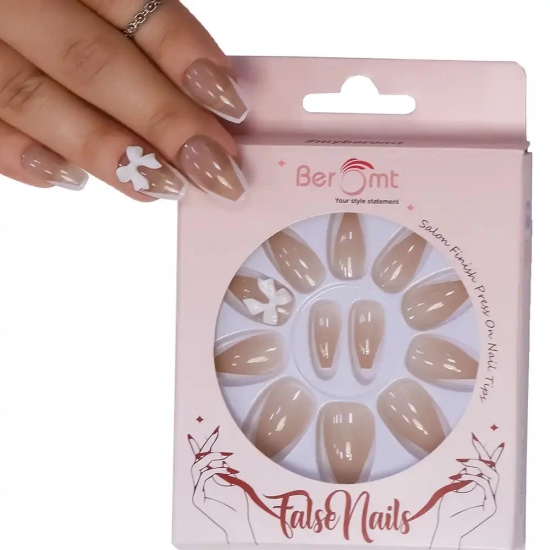 PARTY NAILS BOW CHARM (NAIL KIT INCLUDED)-AMBER WHITE