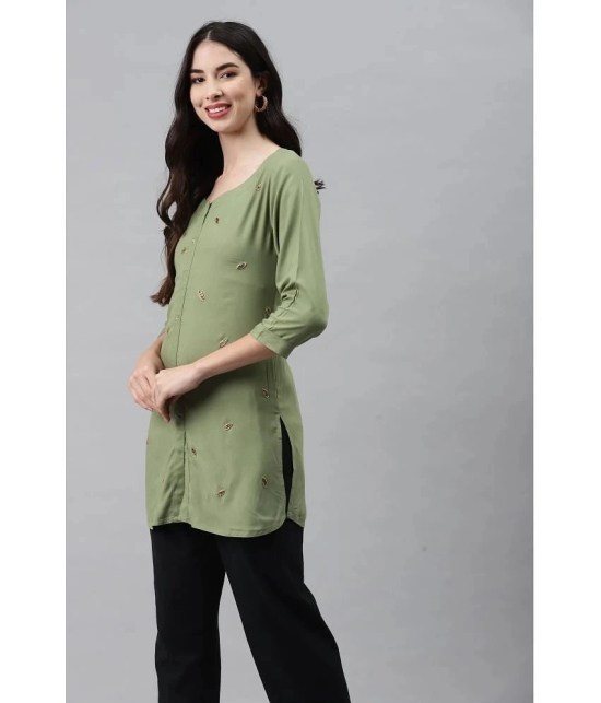 JC4U - Green Rayon Womens Straight Kurti - XL