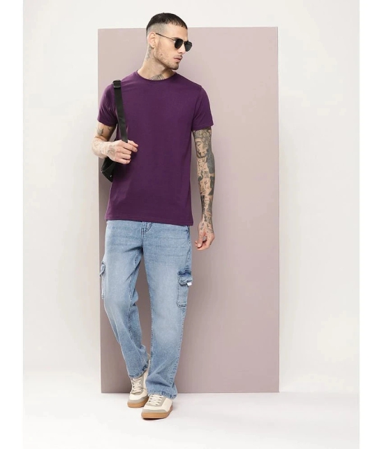 Dillinger Cotton Regular Fit Solid Half Sleeves Mens T-Shirt - Purple ( Pack of 1 ) - None