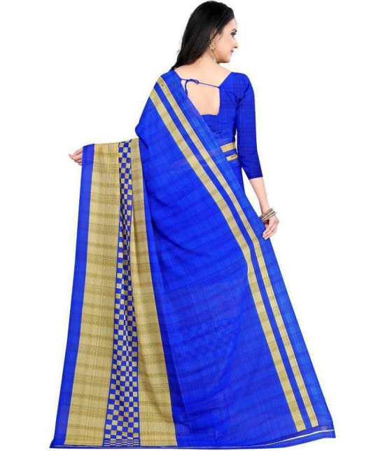 LEELAVATI - Blue Georgette Saree With Blouse Piece ( Pack of 2 ) - Blue