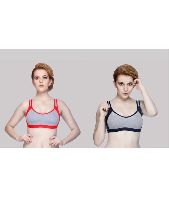 Kiran Enterprises Multicolor Cotton Non Padded Womens T-Shirt Bra ( Pack of 2 ) - None