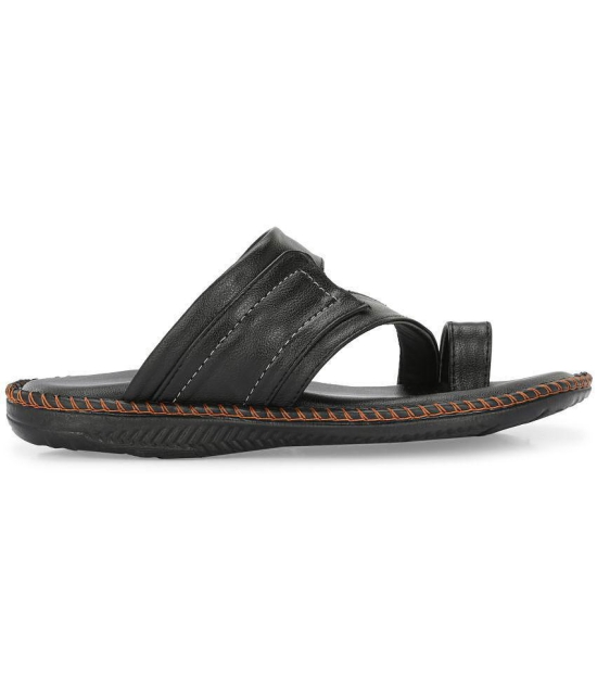 Leeport - Black Mens Leather Slipper - None