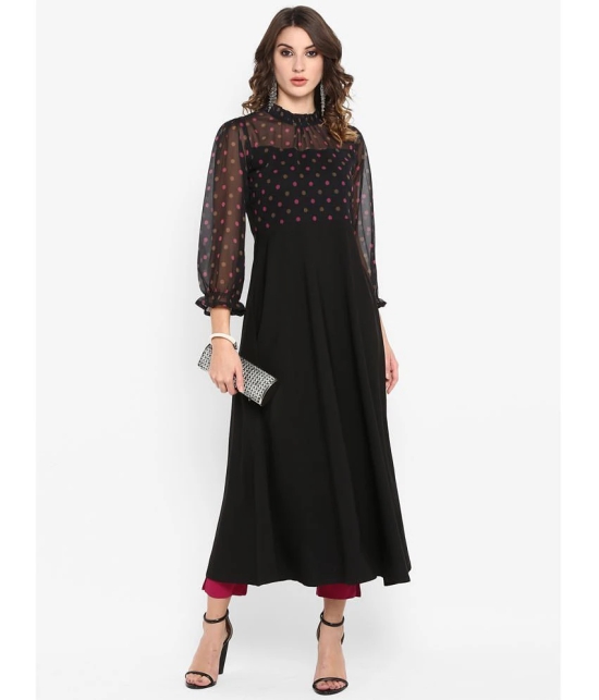 Janasya - Black Crepe Womens Flared Kurti ( Pack of 1 ) - M