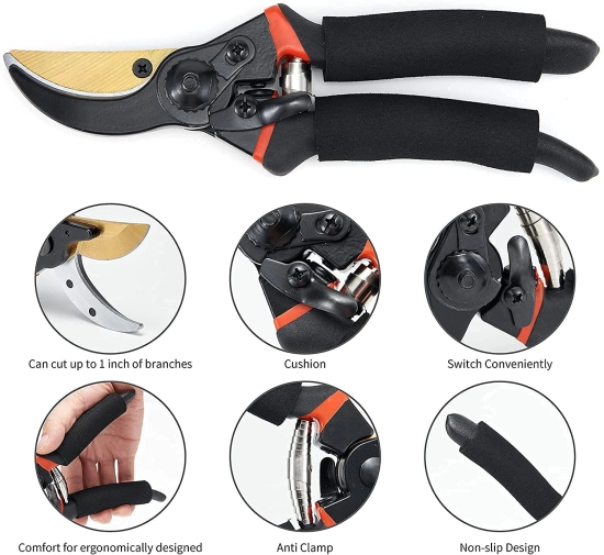 Urbane Home Heavy Duty Gardening ShearsBlack FB8621B-Urbane Home Heavy Duty Gardening Shears|Black |FB8621B