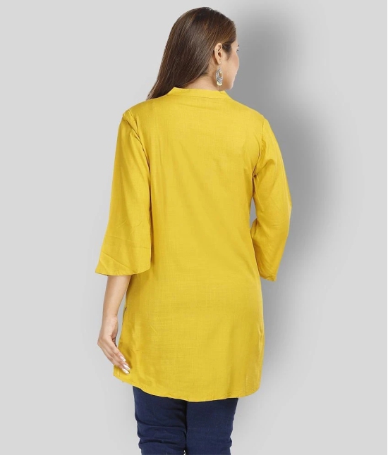 JC4U - Yellow Rayon Womens Straight Kurti - M