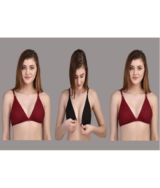 Zourt - Multicolor Cotton Non Padded Women's T-Shirt Bra ( Pack of 3 ) - None