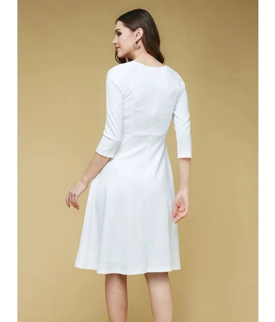 Life with Pockets Polyester Solid Above Knee Womens Fit & Flare Dress - Off White ( Pack of 1 ) - None