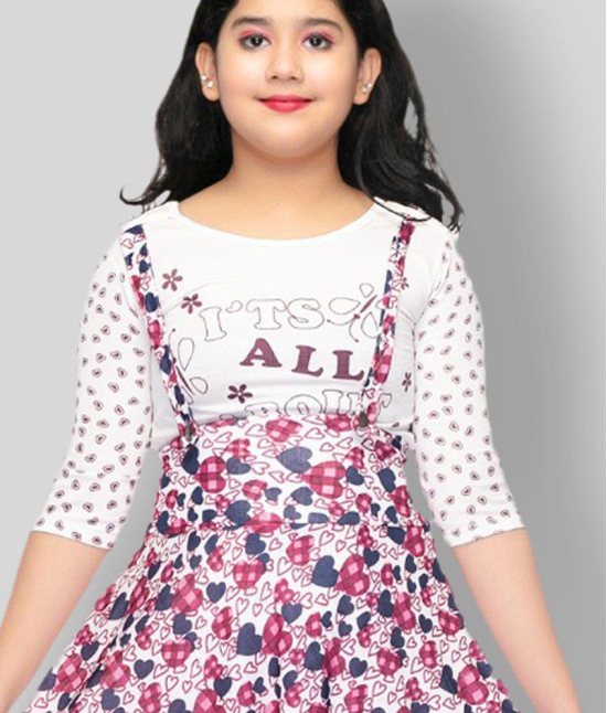 PARI FASHION - Pink Cotton Blend Girl's Dungarees ( Pack of 1 ) - None