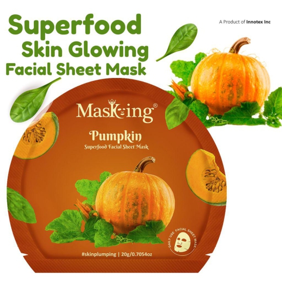 Superfood Pumpkin facial sheet mask for glowing Skin and Hydrating, Pack of 3
