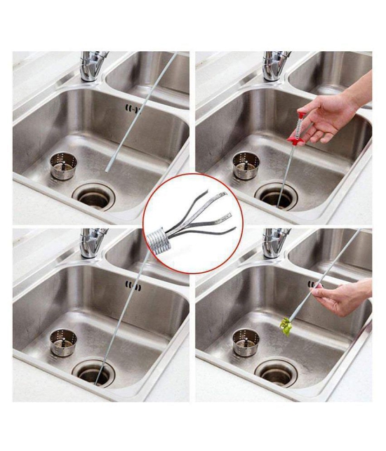 Stainless Steel Drain Cleaner 90cm Kitchen Bath Rod Hair Drain Pipe Cleaning Spring Stick