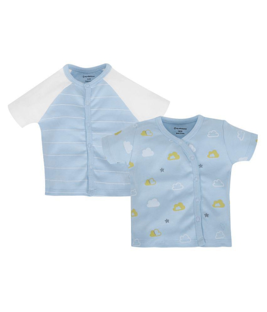 My Milestones T-shirt Half Sleeves Boys Baby Blue White Raglan/ Baby Blue Cloud -2Pc Pack - None