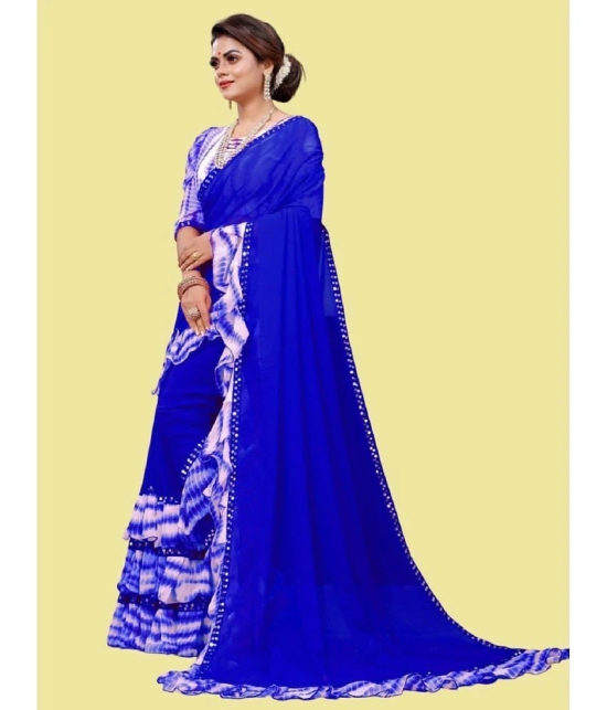 JULEE Georgette Embellished Saree With Blouse Piece - Blue ( Pack of 1 ) - Blue