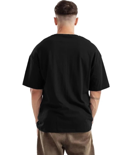 Trond 100% Cotton Oversized Fit Printed Half Sleeves Mens T-Shirt - Black ( Pack of 1 ) - None