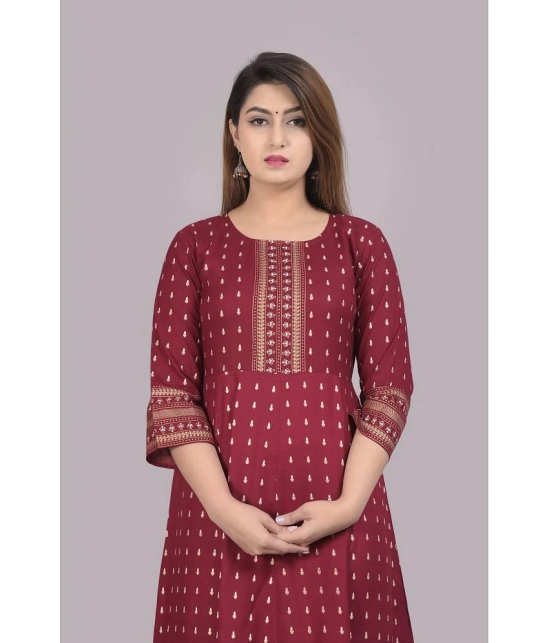 Smien - Maroon Rayon Womens Flared Kurti ( Pack of 1 ) - None