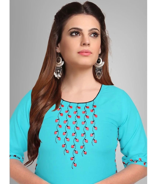 Kapadia - Turquoise Rayon Womens Straight Kurti ( Pack of 1 ) - None