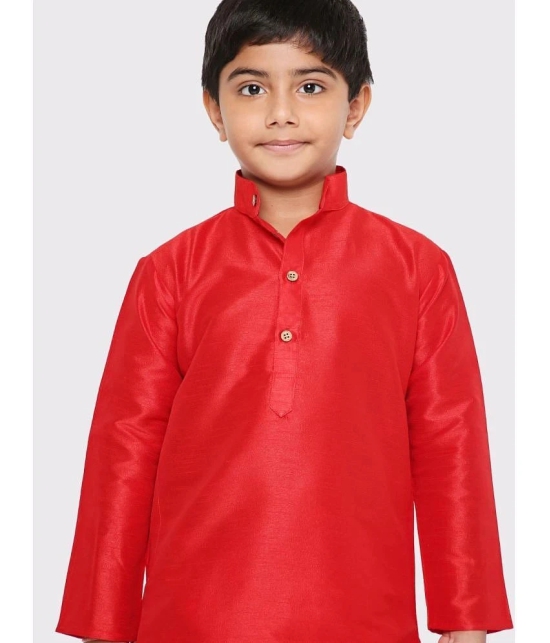 Maharaja - Red Silk Boys Kurta Sets ( Pack of 1 ) - None