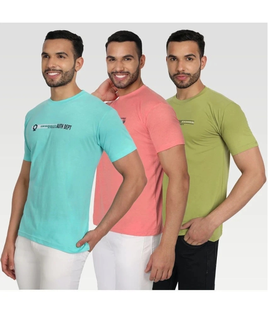 Zeffit - Multicolor Cotton Blend Regular Fit Mens T-Shirt ( Pack of 3 ) - None