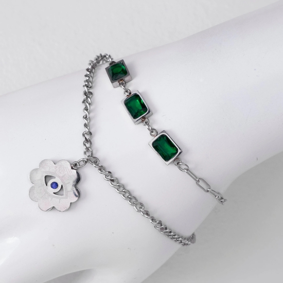 Maci Emerald Bracelet-Silver