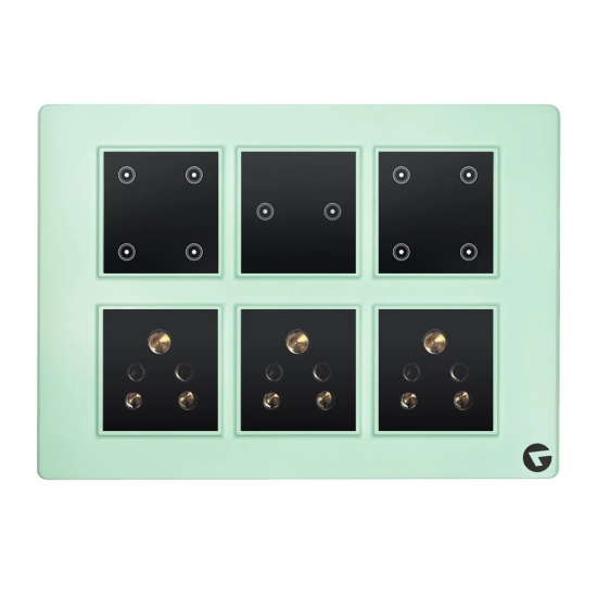 L&G 12M WiFi Touch Switch Board | Smart Technology and German Expertise | Compatible with Alexa, Ok Google & SIRI Shortcut (Size: 12M- 220 x 160 x 45 mm)-Green / 10Amp / Plastic