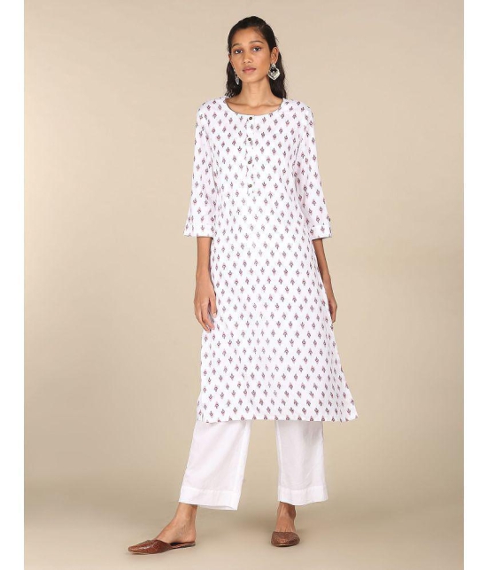 Karigari - White Rayon Women's Straight Kurti ( Pack of 1 ) - None