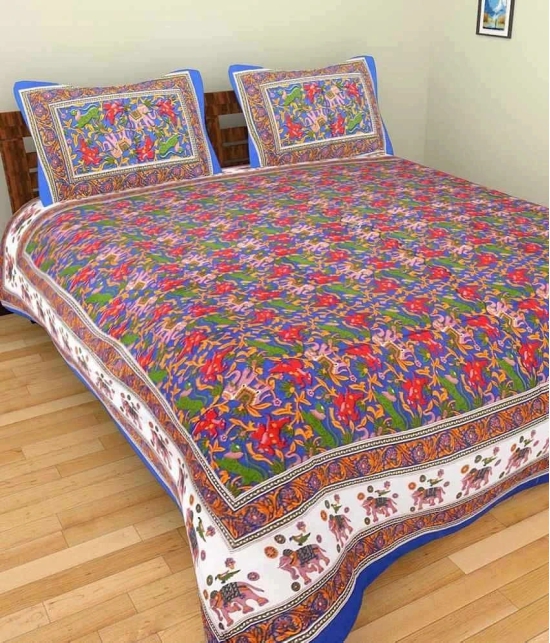 UniqChoice 100% Cotton Jaipuri King Size Double Bed Sheet With 2 Pillow Cover