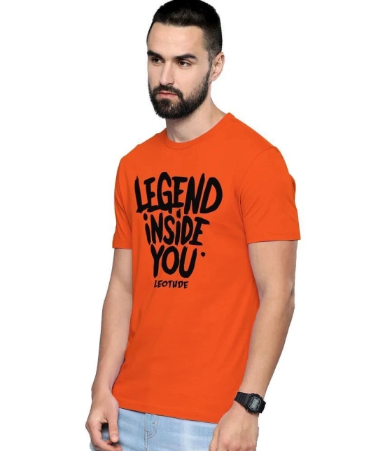 Leotude Polyester Regular Fit Printed Half Sleeves Mens T-Shirt - Orange ( Pack of 1 ) - None