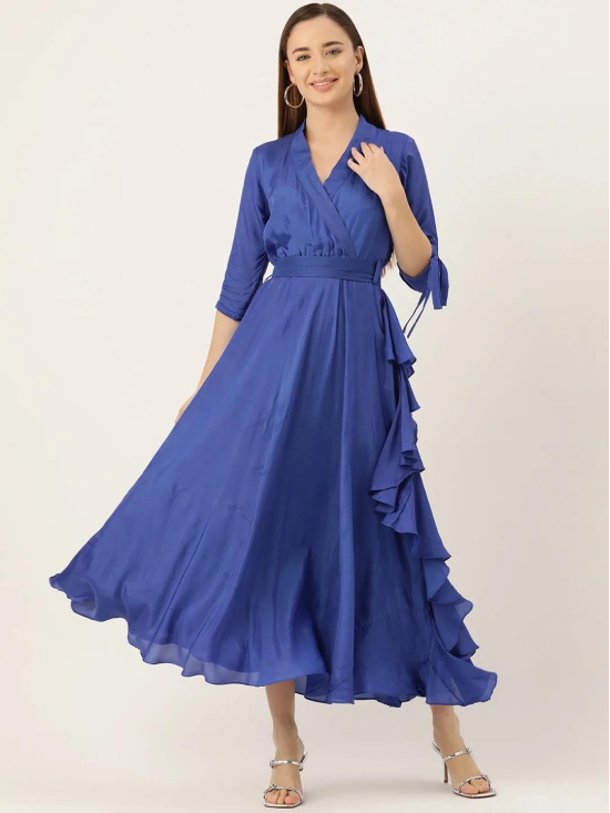 Desginer Blue Polyester Dress-M