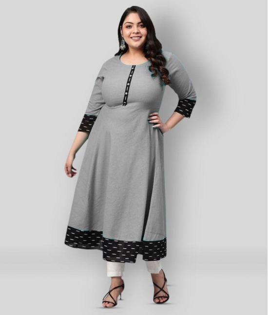 Estela - Light Grey Cotton Women's Flared Kurti ( Pack of 1 ) - XS