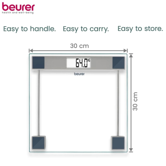 Beurer GS 11 Glass Bathroom weight Scale with Transparent LCD Digital Display ,5 Years Warranty