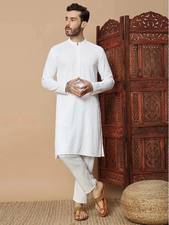 Glito White Viscose Regular Fit Mens Kurta Pyjama Set ( Pack of 1 ) - None