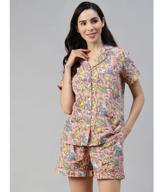 Divena 100% Cotton Peach Womens Nightwear Nightsuit Sets ( Pack of 1 ) - None