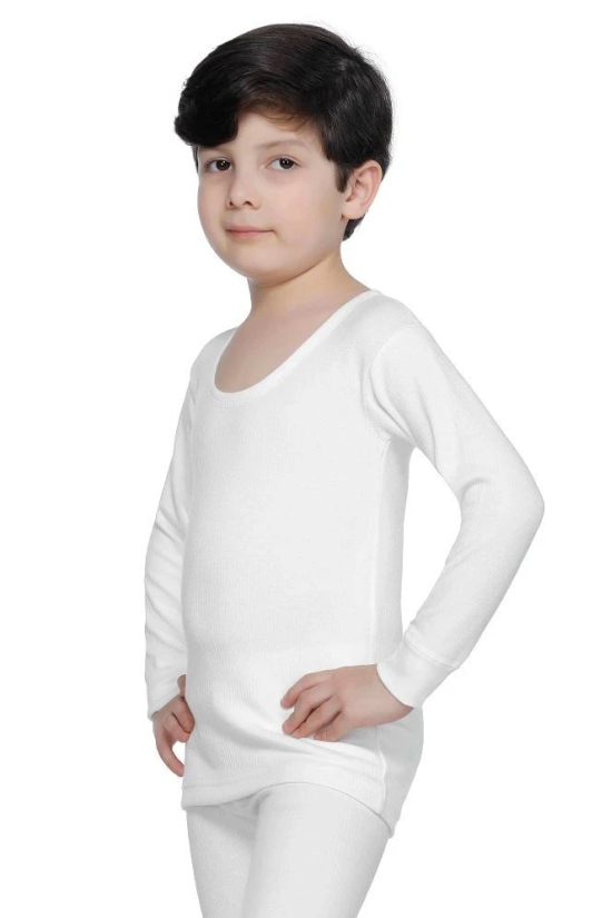 Bodycare Insider Off White Solid Kids Thermal Top & Bottom Set - None