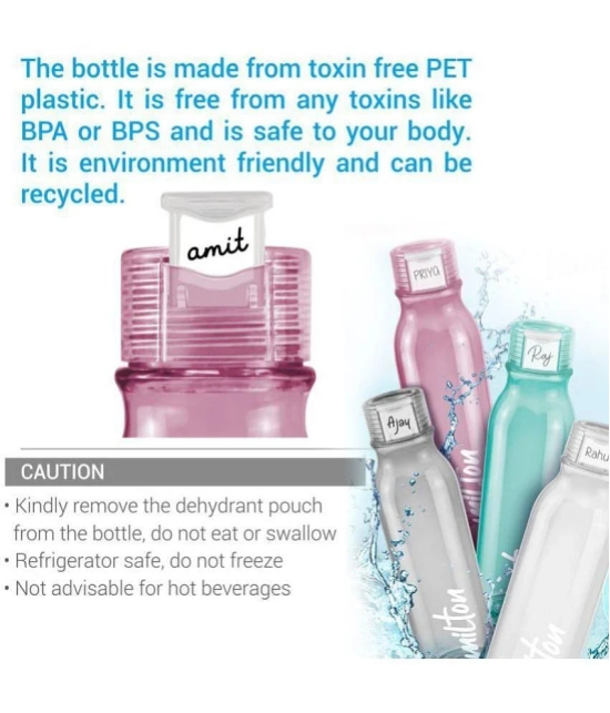 Milton Name Tag Pet Water Bottle, Set of 3, 1 Litre Each, Burgundy, Green, Grey - Assorted