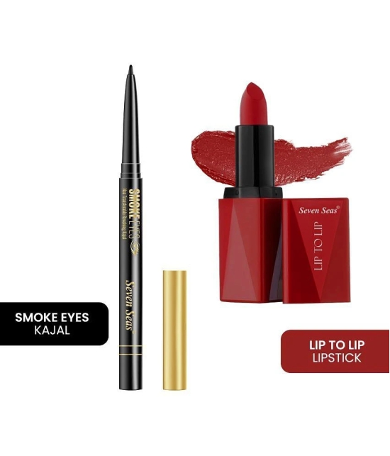 Seven Seas Lip To Lip Long Lasting Matte Lipstick With Smoke Eyes Non Transferable Revolving Kajal