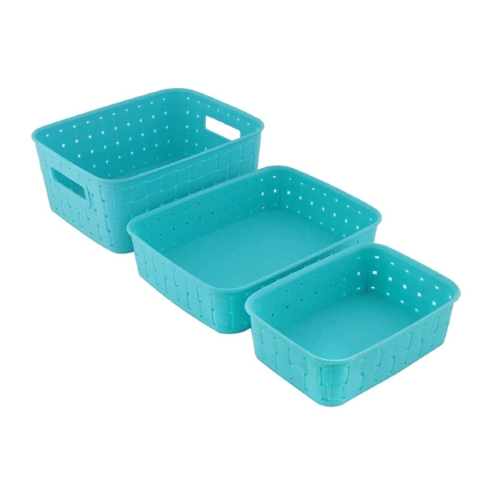 Vegetable & Fruit Plastic Basket Set (3 in 1)-Blue