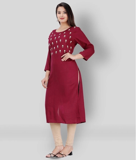 JC4U - Maroon Rayon Womens Straight Kurti ( Pack of 1 ) - 6XL