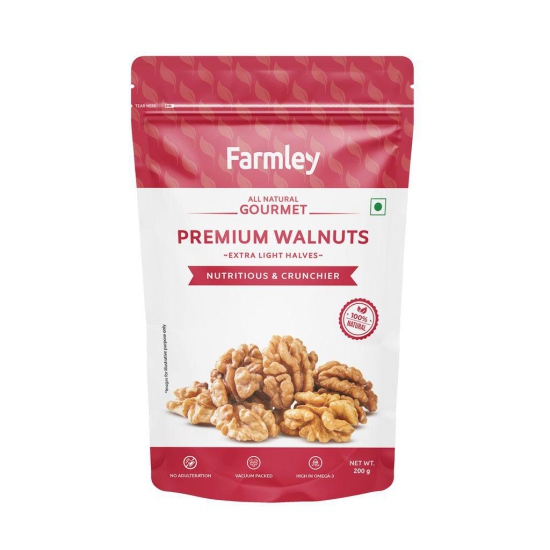 Farmley Premium Chile Walnut Kernel | 200 g | Walnuts Without Shell, Akhrot, Dry Fruits, Extra Light Halves (Pack Of 1)