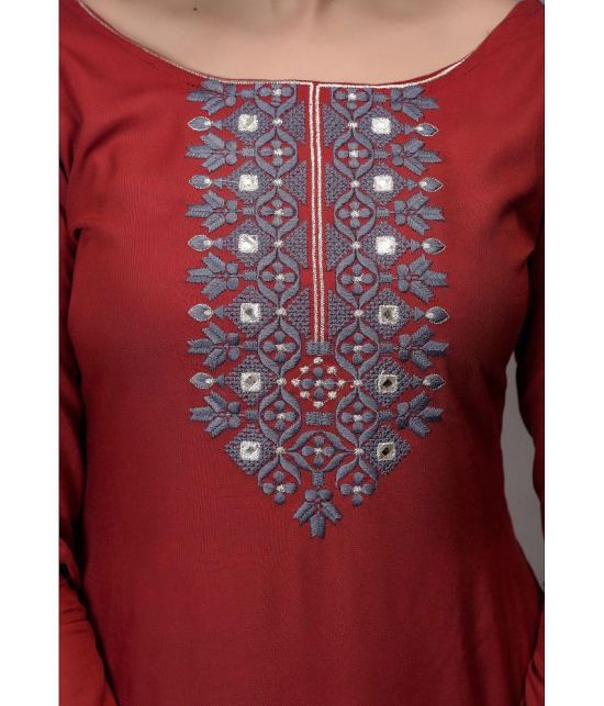 Maquien - Maroon Rayon Womens Straight Kurti - None