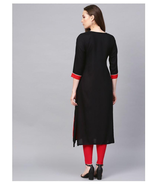 KSUT Black Viscose Straight Kurti - M