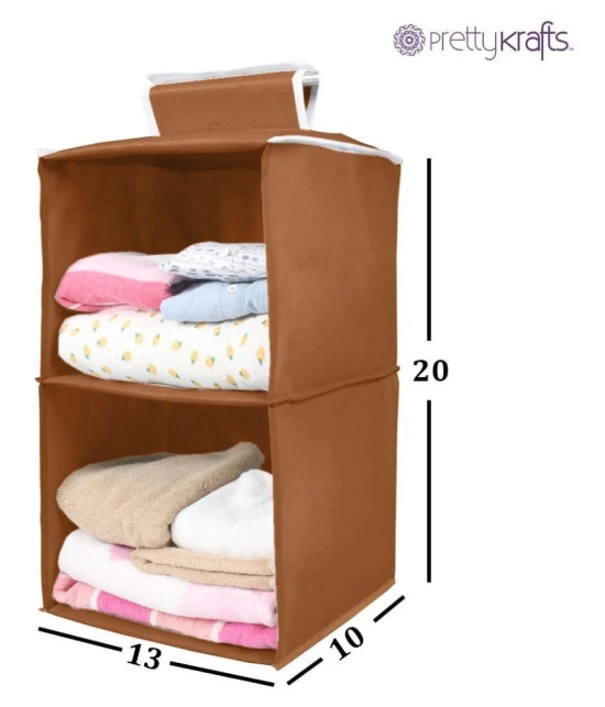 PrettyKrafts hanging organizer 2 Shelves Wardrobe Organiser, Beige