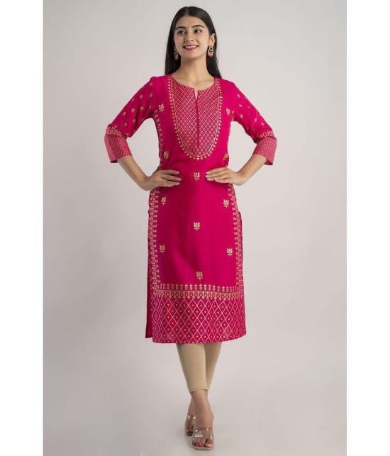 MAUKA - Pink Rayon Women's Straight Kurti ( Pack of 1 ) - None