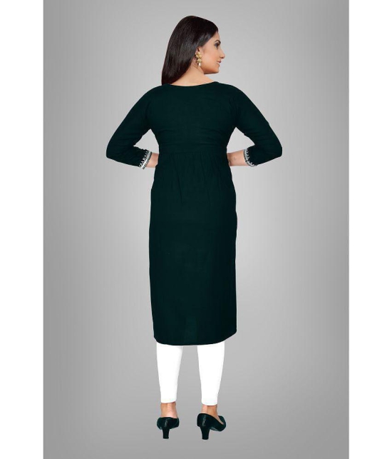 haya fashion - Green Rayon Women's Straight Kurti ( Pack of 1 ) - None