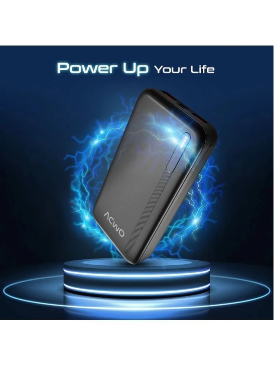 ACwO POwER 721 Quick Charging Powerbank With 20000mAh Battery Capacity, Charge 3 Devices At Once, High Output PD, Compact & Easy To Carry - Black