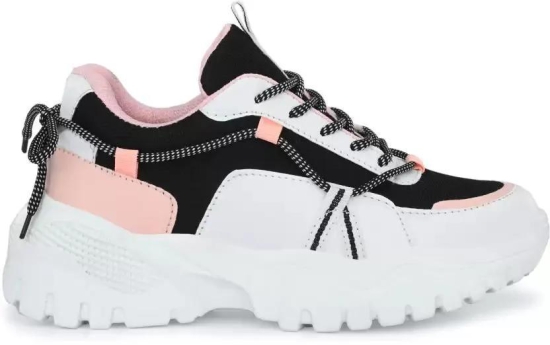 SUSON Women''s White-Pink Synthetic Leather Sneakers Shoes-37