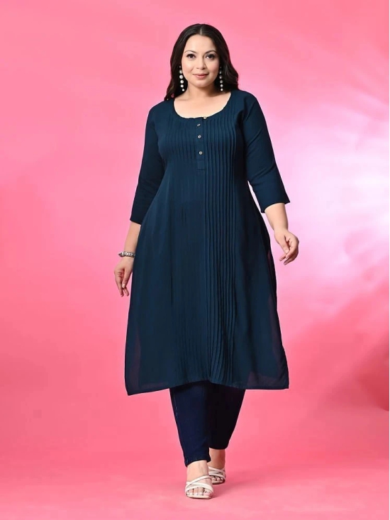 PrettyPlus by Desinoor.com Rayon Solid Straight Womens Kurti - Teal ( Pack of 1 ) - None