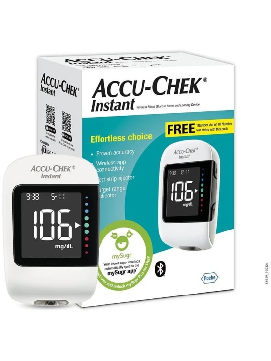 Accu-Chek Instant Blood Glucose Glucometer with Vial of 10 Strips, 10 Lancets & Lancing Device