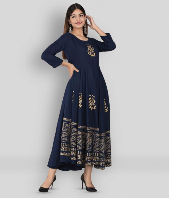 Lee Moda - Blue Rayon Women's Anarkali Kurti ( Pack of 1 ) - XXL