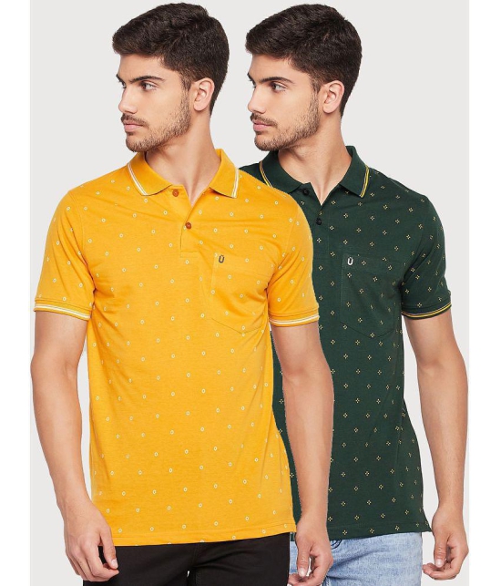 UNIBERRY - Yellow Cotton Blend Regular Fit Mens Polo T Shirt ( Pack of 2 ) - None