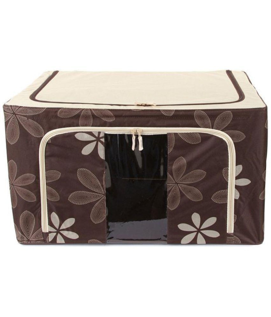 UberLyfe Foldable Cloth Storage Box with Steel Frames (Brown, 66L)