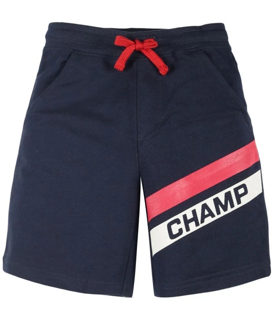 Plum Tree Boys Navy Blue Cotton Champ Print Short - None